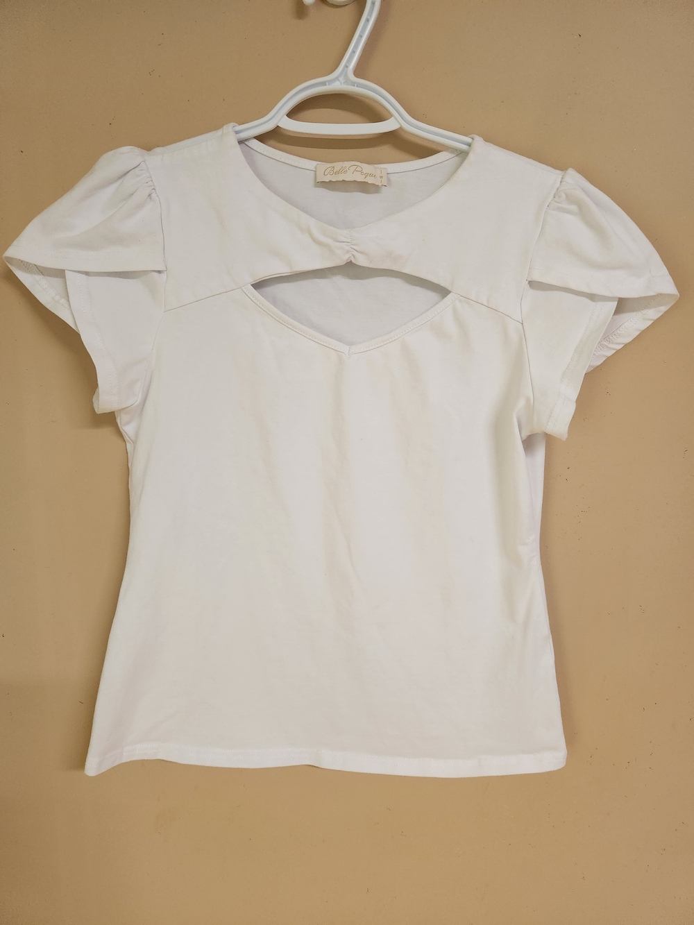 Paper White Cutout Tulip Sleeve Tee